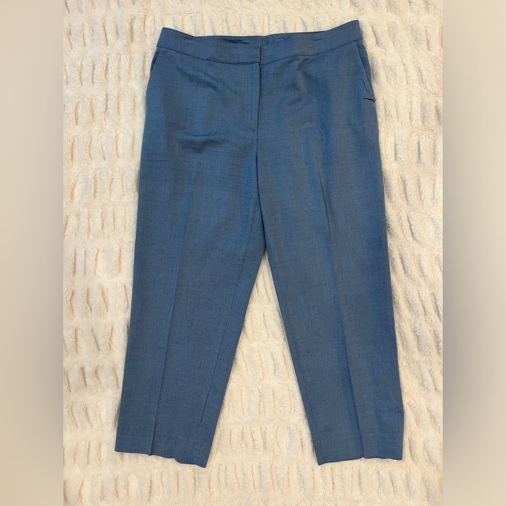 St John Blue Wool Blend Cropped Trouser Pants Size 14‎